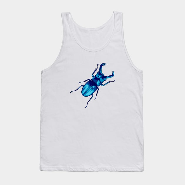 Colorful blue stag beetle illustration Tank Top by Drumsartco